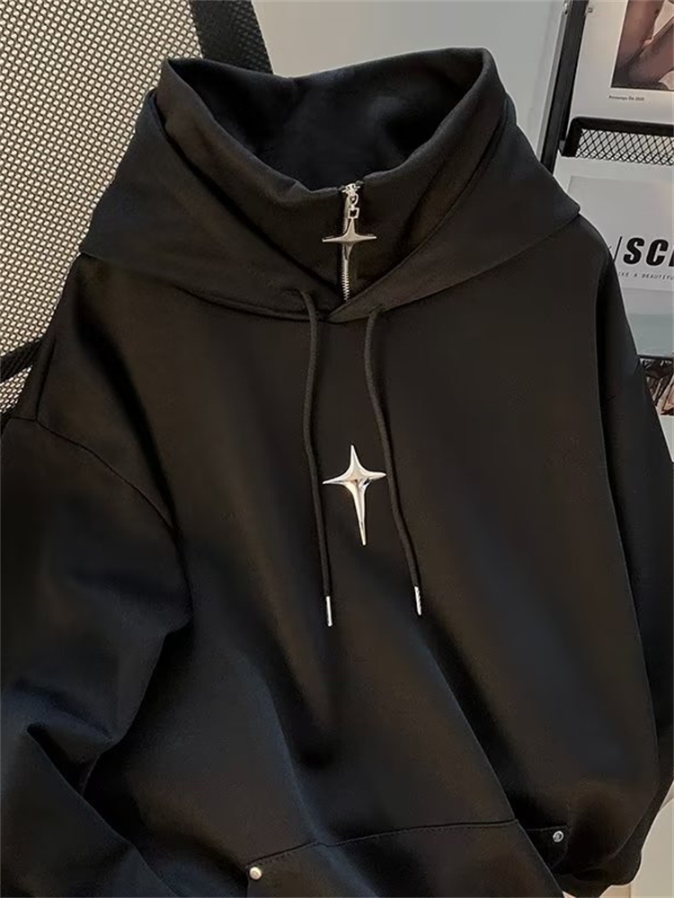 Streetwear Brand Hoodies - Sonbahar Kış Yüksek Boyunlu Kapüşonlu Üst