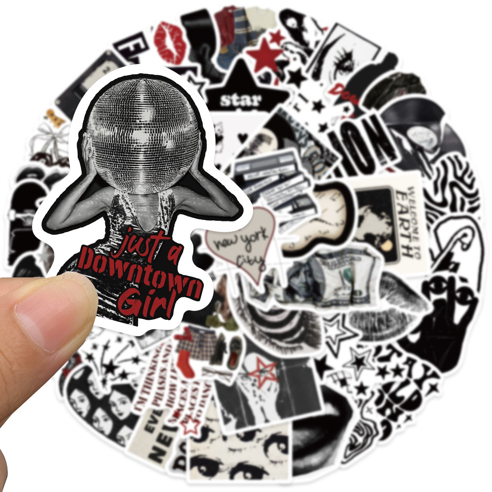 10/50 adet 90s 00s Retro Siyah - Streetwear Brand Stickers incelemesi ve fiyatı